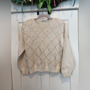 Silvercord Cream Sweater with Sequins and Beading